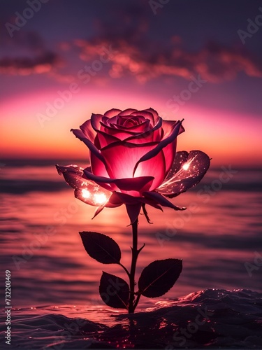 red rose in water.A Serene Beauty: A Delicate Pink Rose Blossoming with Glistening Water Droplets.red rose.