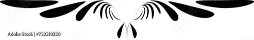 Winged halftone border of streamlined dots, boluses. Vector.