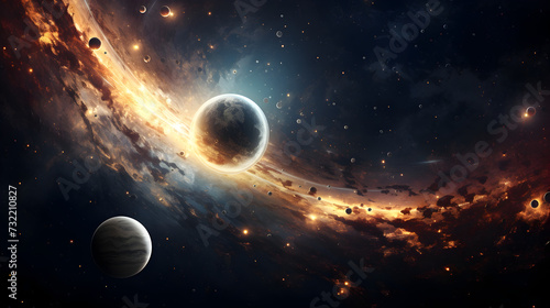 planet and sun,, A cosmic style with planets stars or galaxies galaxy desktop wallpaper universe background 