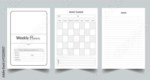 Editable Weekly Planner Kdp Interior printable template Design.