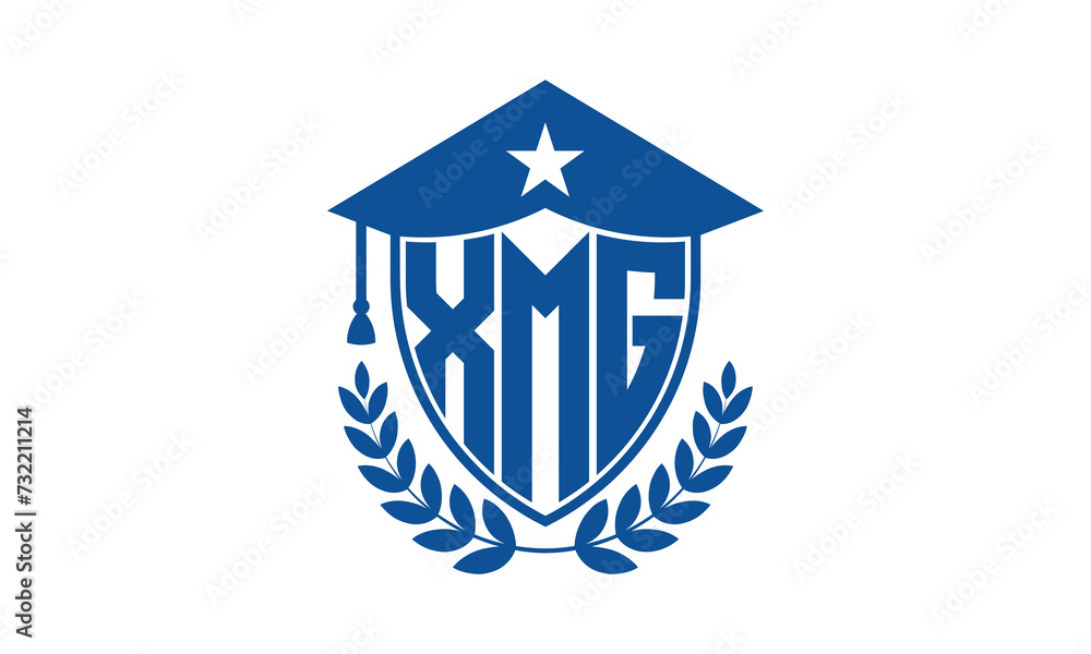 XMG three letter iconic academic logo design vector template. monogram, abstract, school, college, university, graduation cap symbol logo, shield, model, institute, educational, coaching canter, tech XMG three letter iconic academic logo design vector template. monogram, abstract, school, college, university, graduation cap symbol logo, shield, model, institute, educational, coaching canter, tech