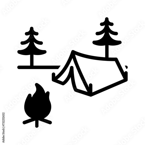 Vector solid black icon for Camping
