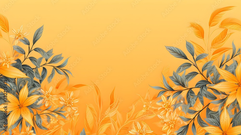 Floral Elegance on Yellow Wallpaper Background Floral Elegance on Yellow Wallpaper Background