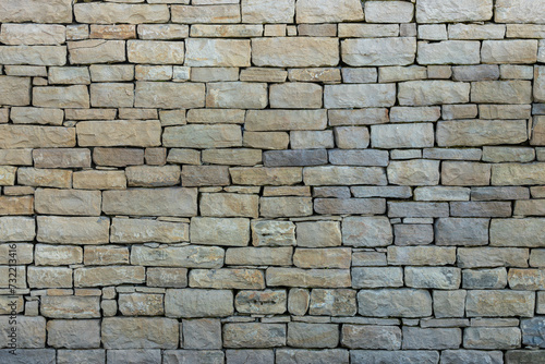 Background of brown-gray stone wall . Pattern of slate wall texture and background