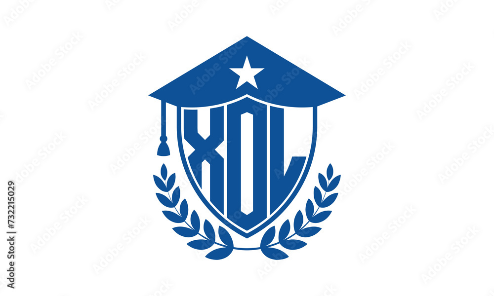 XOL three letter iconic academic logo design vector template. monogram, abstract, school, college, university, graduation cap symbol logo, shield, model, institute, educational, coaching canter, tech XOL three letter iconic academic logo design vector template. monogram, abstract, school, college, university, graduation cap symbol logo, shield, model, institute, educational, coaching canter, tech
