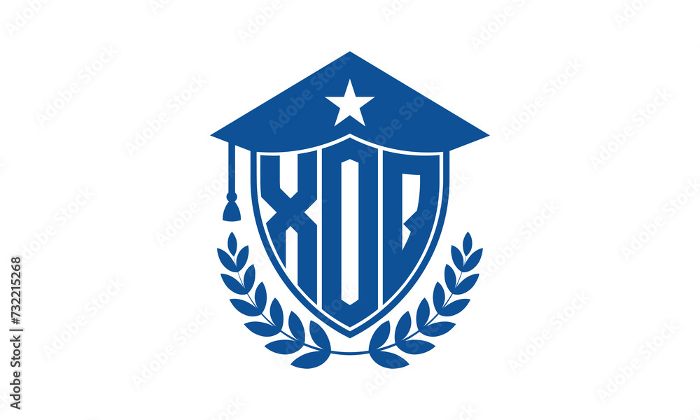 XOQ three letter iconic academic logo design vector template. monogram, abstract, school, college, university, graduation cap symbol logo, shield, model, institute, educational, coaching canter, tech XOQ three letter iconic academic logo design vector template. monogram, abstract, school, college, university, graduation cap symbol logo, shield, model, institute, educational, coaching canter, tech