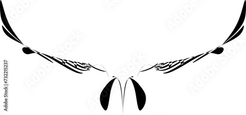 Contour graceful frame imitating the flapping of open wings. Vector.
