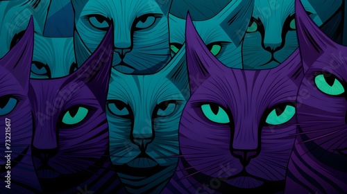 Abstract Feline Cat Mosaic Art Wallpaper Background