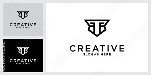 T or TT initial letter logo design vector photo