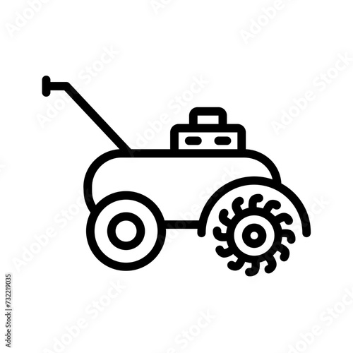 Vector black line icon for Rototillers