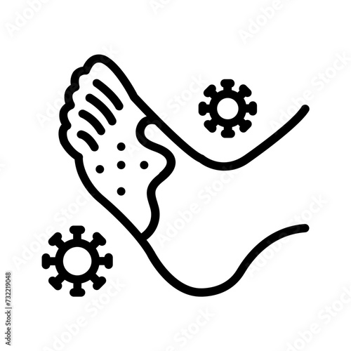 Vector black line icon for Skin disease
