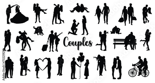 Couple love silhouette set