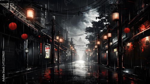 Rainy Tokyo Night Background Wallpaper