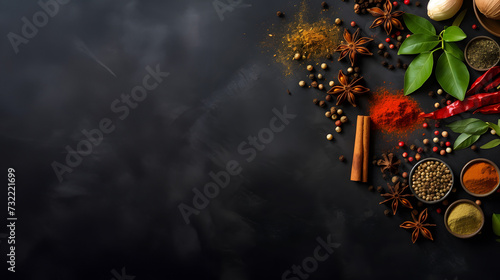 kitchen spices over dark background