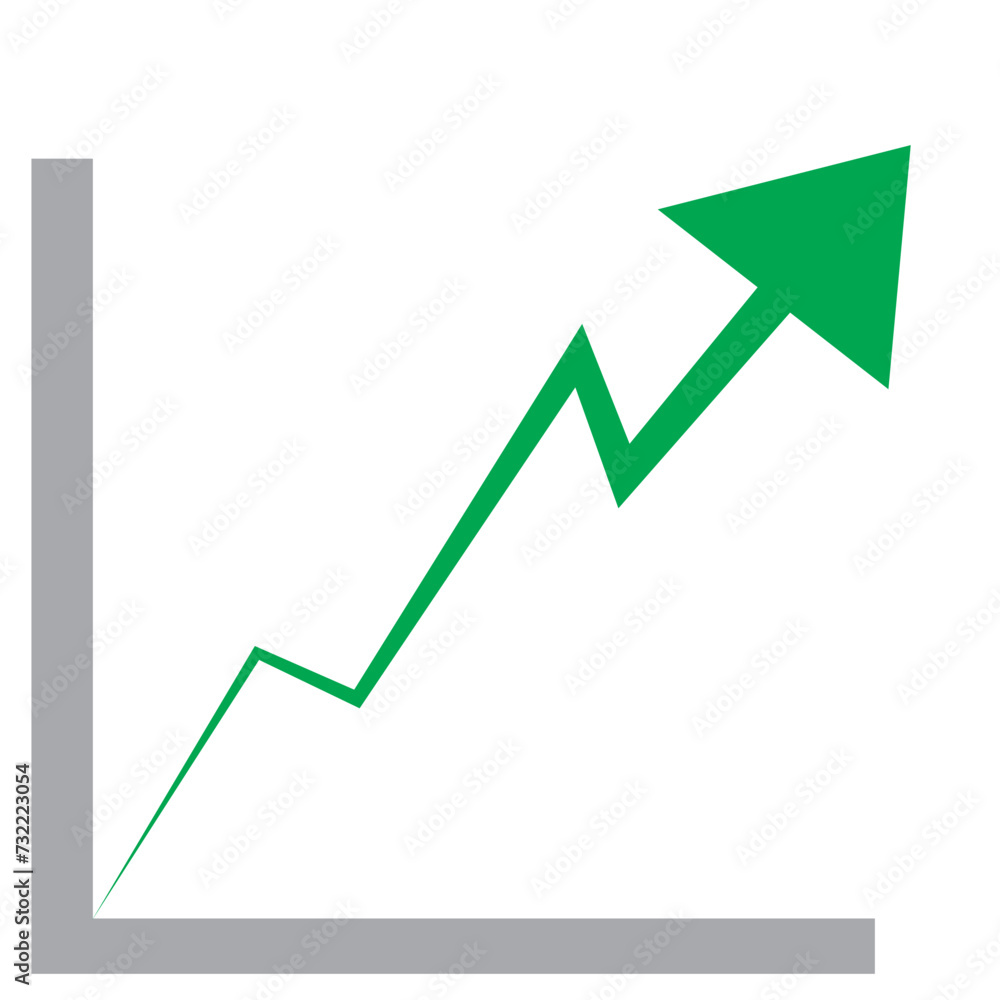 Growing business green arrow on white. Profit arow Vector illustration.Business concept, growing chart. Concept of sales symbol icon with arrow moving up. Growing business green arrow on white. Profit arow Vector illustration.Business concept, growing chart. Concept of sales symbol icon with arrow moving up.