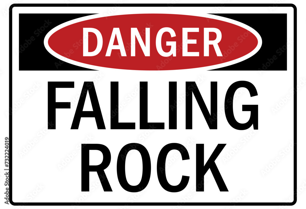 Falling material warning sign falling rock