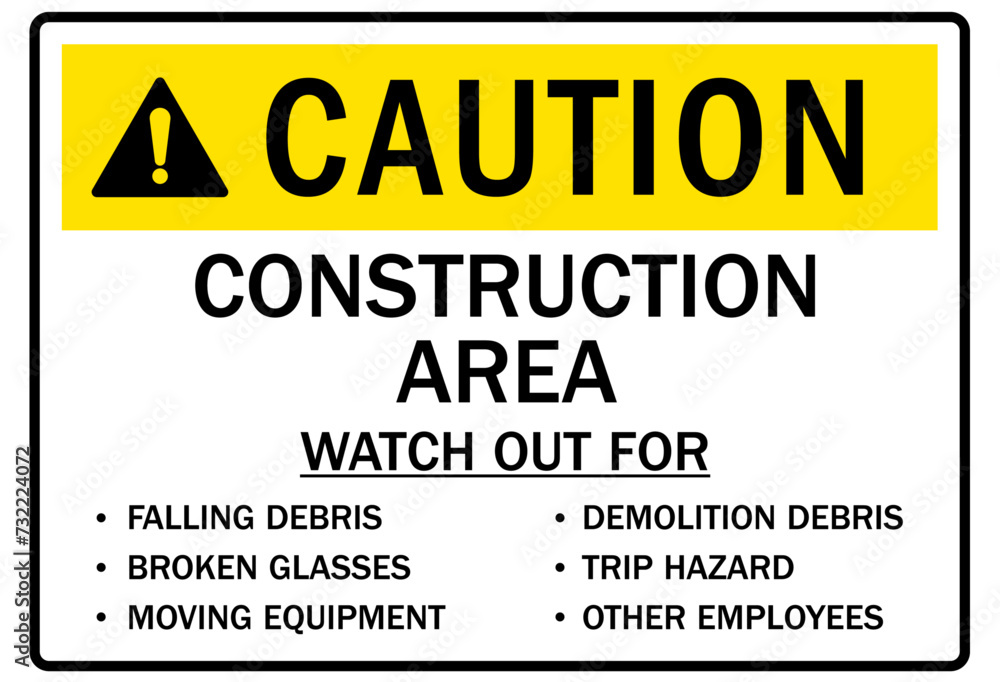 Fototapeta premium Falling material warning sign construction area