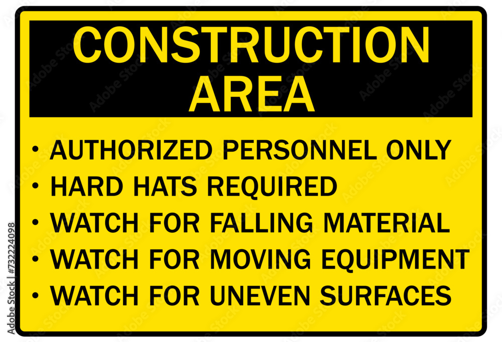 Fototapeta premium Falling material warning sign construction area