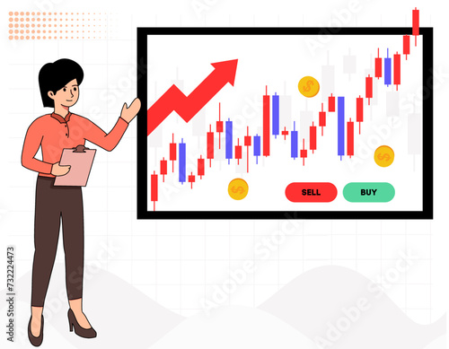 Free vector stock market concept with analysts concept illustration