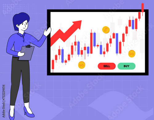 Free vector stock market concept with analysts concept illustration