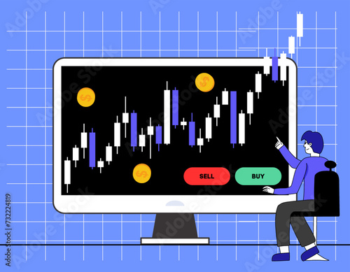 Free vector stock market concept with analysts concept illustration