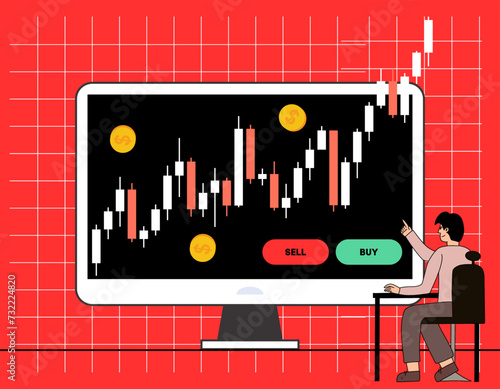 Free vector stock market concept with analysts concept illustration
