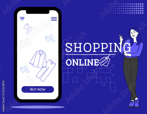 online shopping mobile app vector illustration 