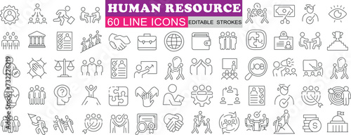 Human Resources icon, vector line icons set. Perfect for web design, mobile app, recruitment, employee management, career