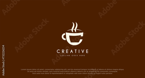 Letter C coffee cup logo design.