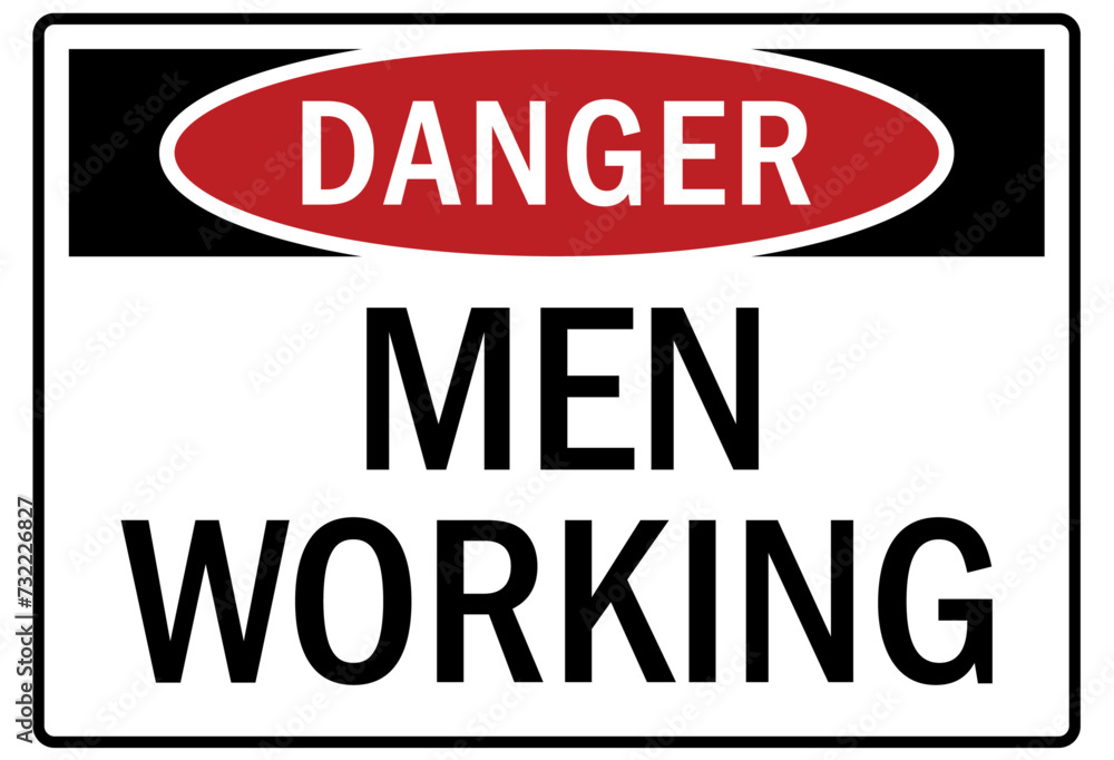 Men working above sign