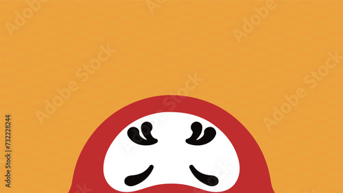コピースペースのあるシンプルな達磨の背景テンプレート（黄）　Simple Daruma background template with copy space (yellow)