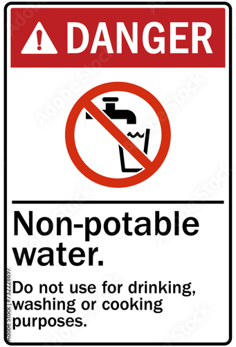 Non potable water sign do not use for drinking,washing or cooking purposes