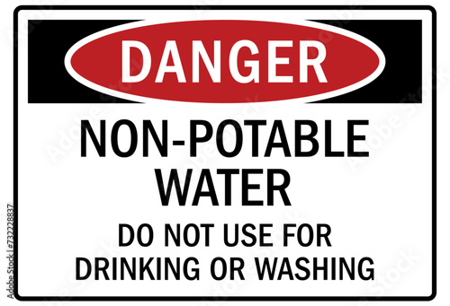 Non potable water sign do not use for drinking or washing