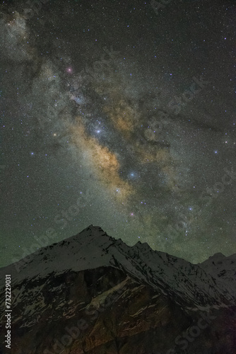 night view of gonbo rongjon mountain in zanskar valley in Ladakh region