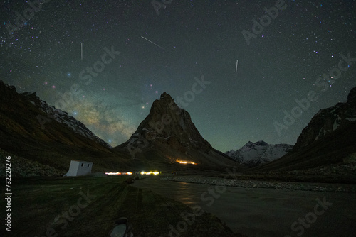 night view of gonbo rongjon mountain in zanskar valley in Ladakh region