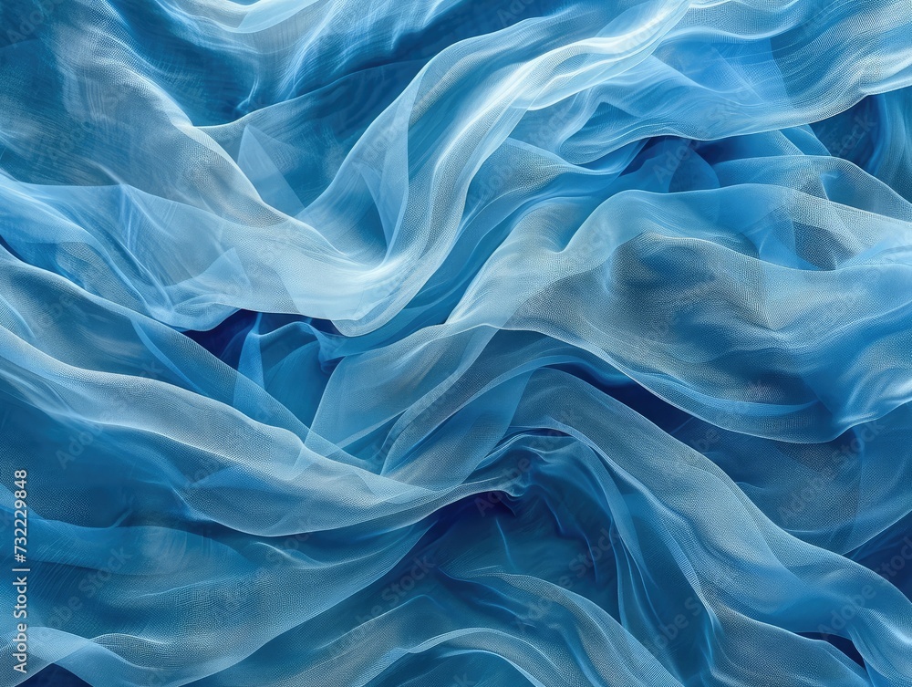 Obraz premium Abstract blue waves or veils background texture
