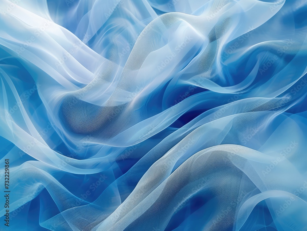 Obraz premium Abstract blue waves or veils background texture
