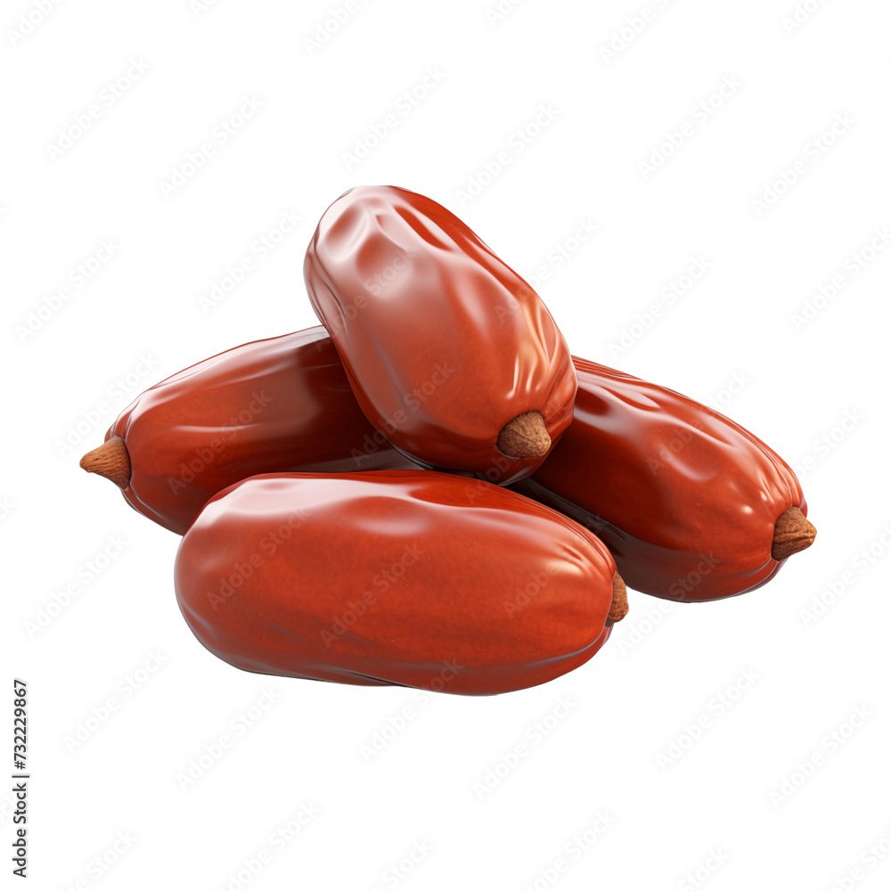Dried dates isolated on transparent background, png