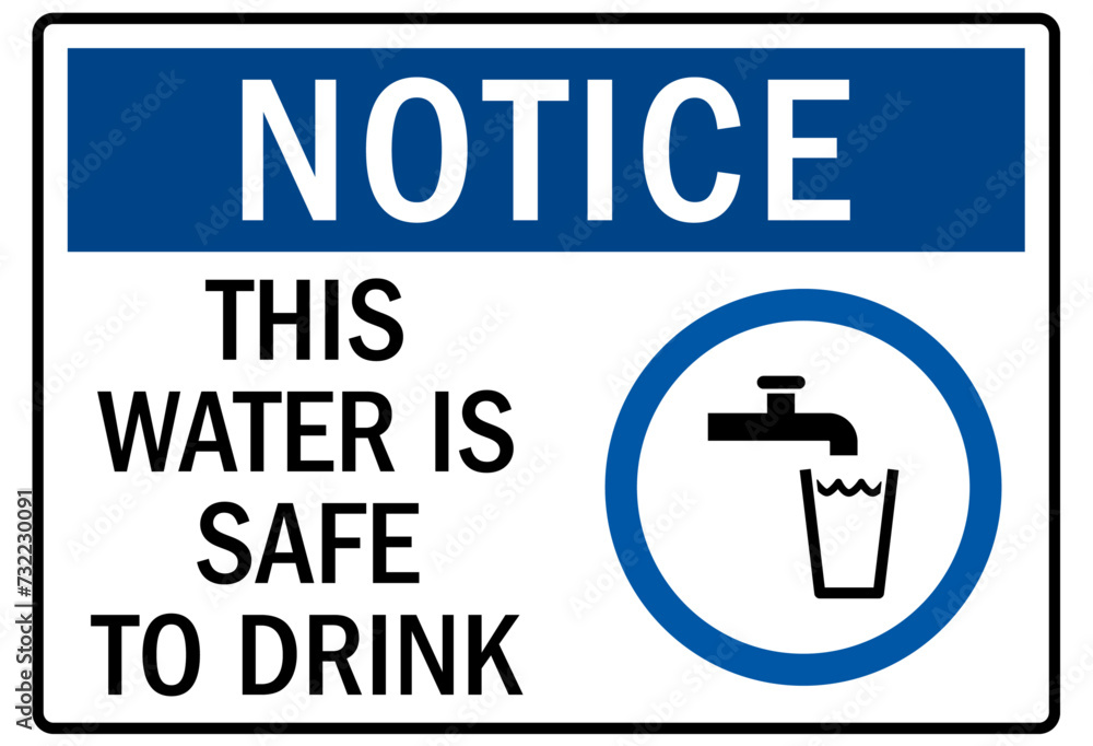 Potable water sign and labels this water is safe to drink Potable water sign and labels this water is safe to drink