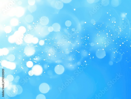 Abstract connected dots on bright blue background. Technology concept
