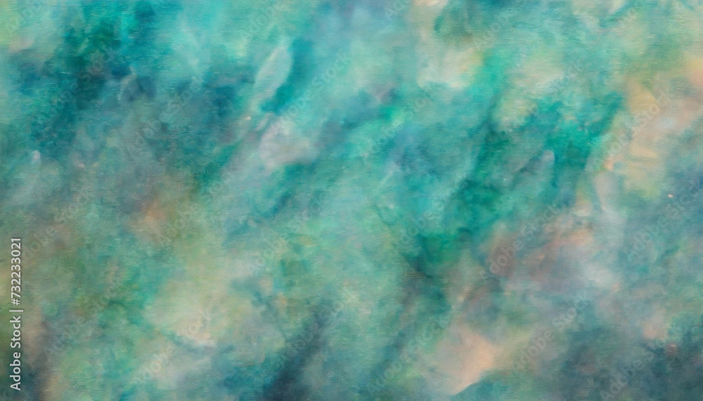Turquoise and pale yellow watercolor painting, grungy abstract background