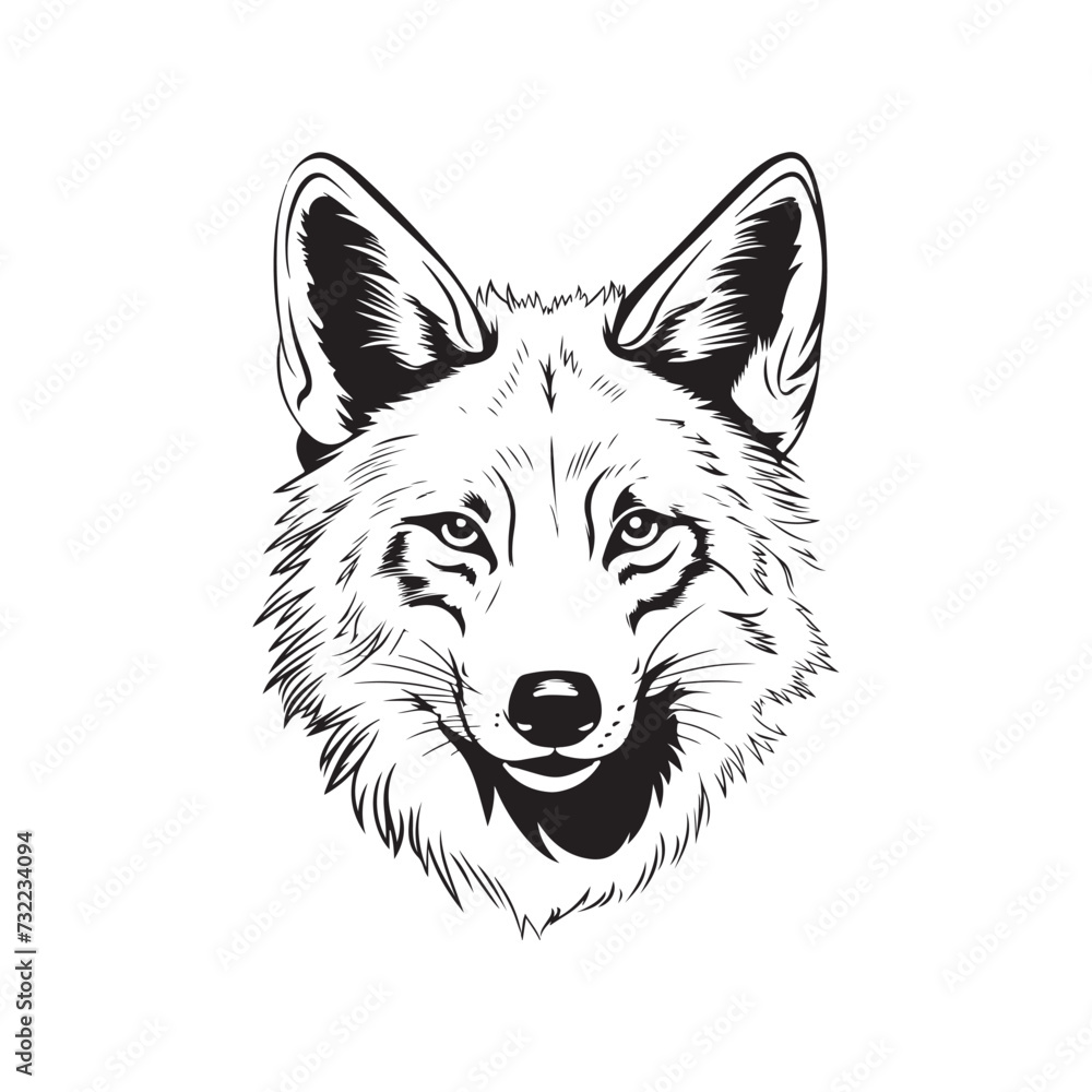 wolf head vector Stock Vector, illustration of a fox
