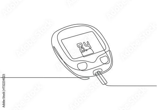 Glucometer one line drawing. Single continuous diabetes check.