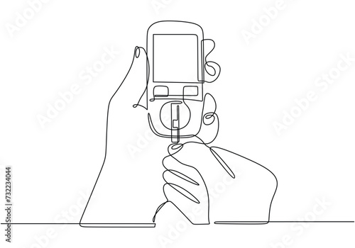 Vector Glucometer one line drawing. Single continuous diabetes check illustration