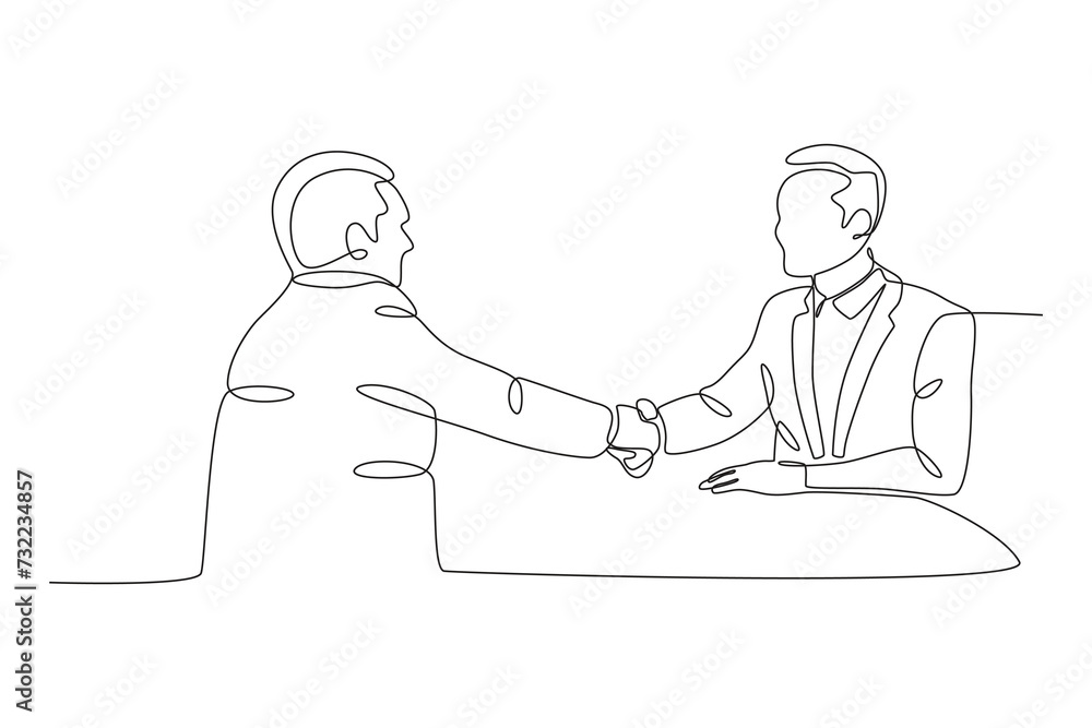 Two men agree with the business being run Two men agree with the business being run