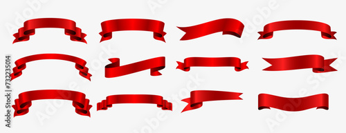 pack of realistic ribbon band element banner for xmas or award decor
