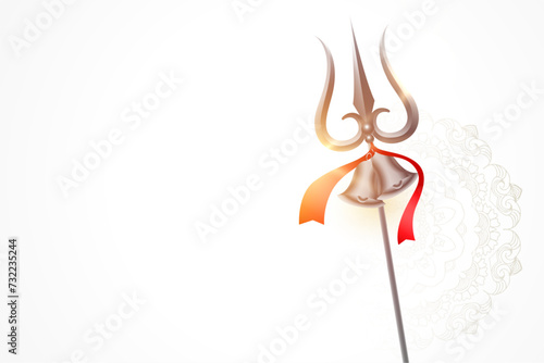 hindu religious trishul on white background for maha shivratri festive