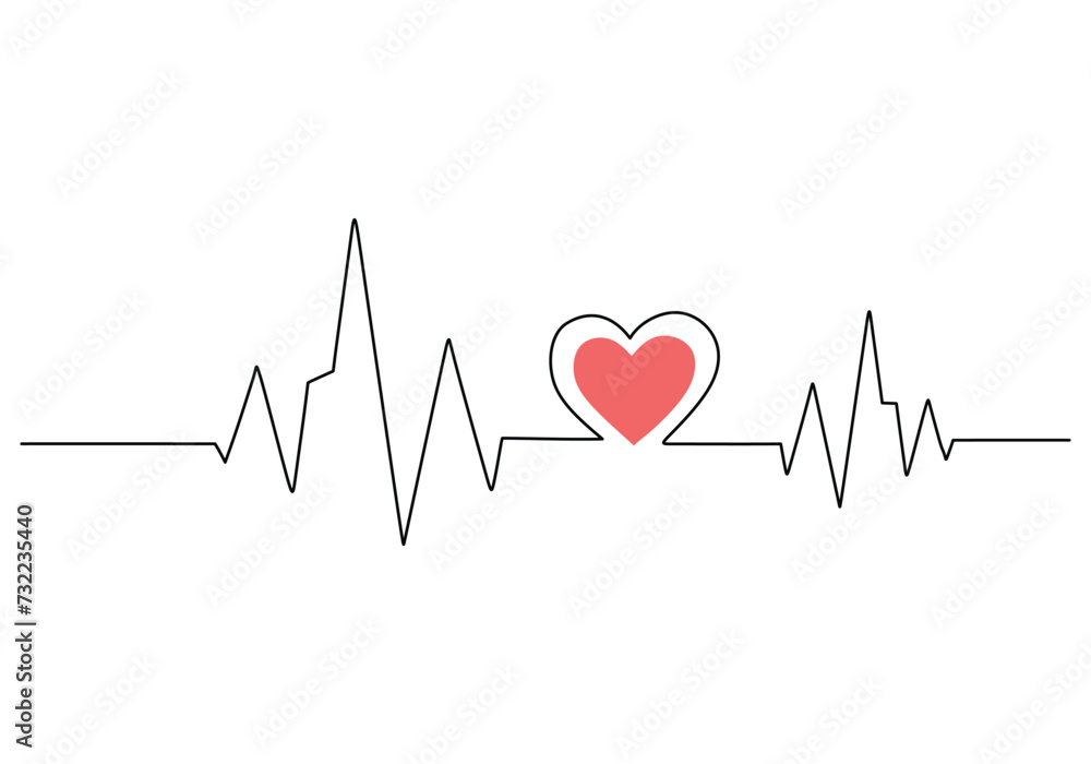heart pulse Continuous one line drawing. Heartbeat cardiogram healthcare concept. Vector illustration single sketch outline. heart pulse Continuous one line drawing. Heartbeat cardiogram healthcare concept. Vector illustration single sketch outline.
