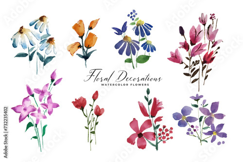 eye catching set of watercolor floral bouquet element background design