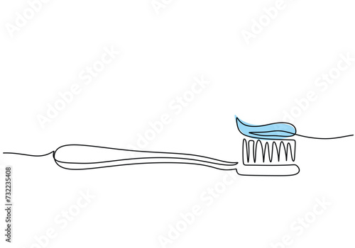 Toothbrush Continuous one line drawing. Brushing teeth care concept. Vector illustration symbol of Oral care center.